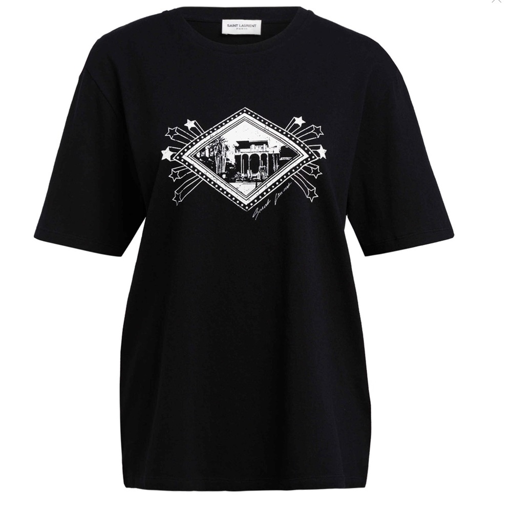SAINT LAURENT BLACK JARDIN MAJORELLE T-SHIRT
